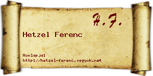 Hetzel Ferenc névjegykártya